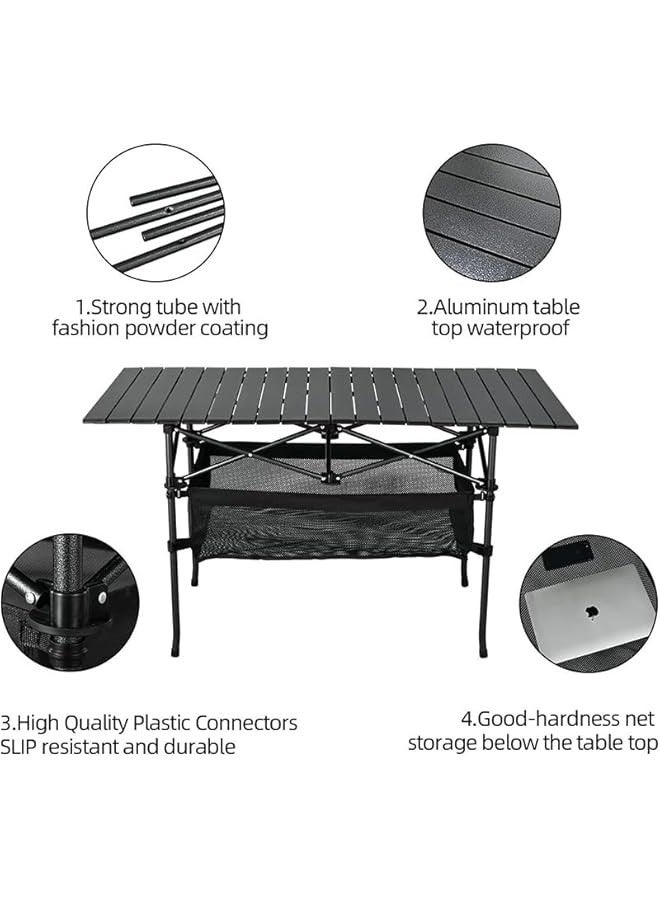 TRASSLE Outdoor Folding Portable Picnic Camping Table, Aluminum Roll-up Table with Easy Carrying Bag for Indoor,Outdoor,Camping, Beach,Backyard, BBQ, Party, Patio, Picnic  - Image 4