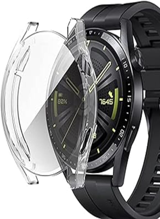 Beauenty Case With TPU Film for HUAWEI Watch GT 3, All-Inclusive Anti-Drop Electroplating Cover With Screen Protector for Huawei Watch GT 3 (46mm, transparent)