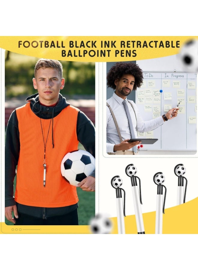 10 Pcs Football Party Themed Football Pen Football Ballpoint Pens Retractable Multicolor Medium Point 1.0 mm Soft Grip Pen for Office - Image 2
