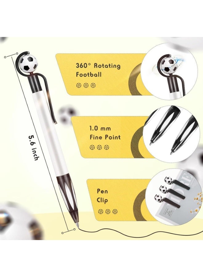 10 Pcs Football Party Themed Football Pen Football Ballpoint Pens Retractable Multicolor Medium Point 1.0 mm Soft Grip Pen for Office - Image 3