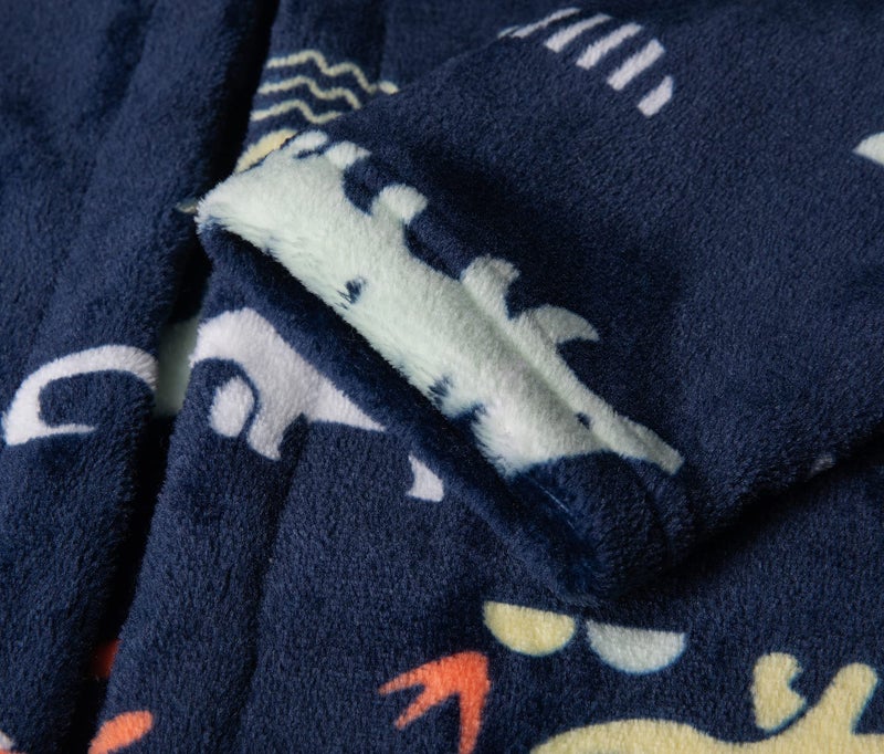 CROOUTN Kids Little Boys Girls Cartoon Hooded Bathrobe Toddler Robe Pajamas Sleepwear ((2-3T),Black Dinosaur) - Image 4