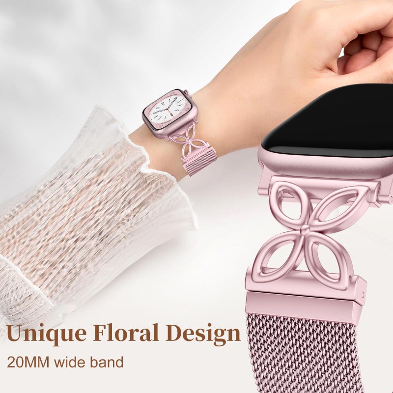 Getino Compatible with Apple Watch Bands for Women iWatch SE 3 Series 11 10 9 8 7 6 5 4 40mm 41mm 42mm 44mm 45mm 46mm 49mm 38mm Ultra, Magnetic Stainless Steel Metal Milanese Loop Strap iWatch Band - Image 3