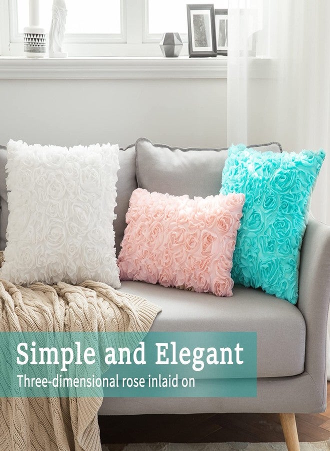 MIULEE 3D Decorative Romantic Valentines Stereo Chiffon Rose Flower Throw Pillow Cover Solid Pillowcase for Girl Women Wedding Sofa Bedroom Car Spring Decor 12x20 Inch 30x50cm Peach Pink - Image 3