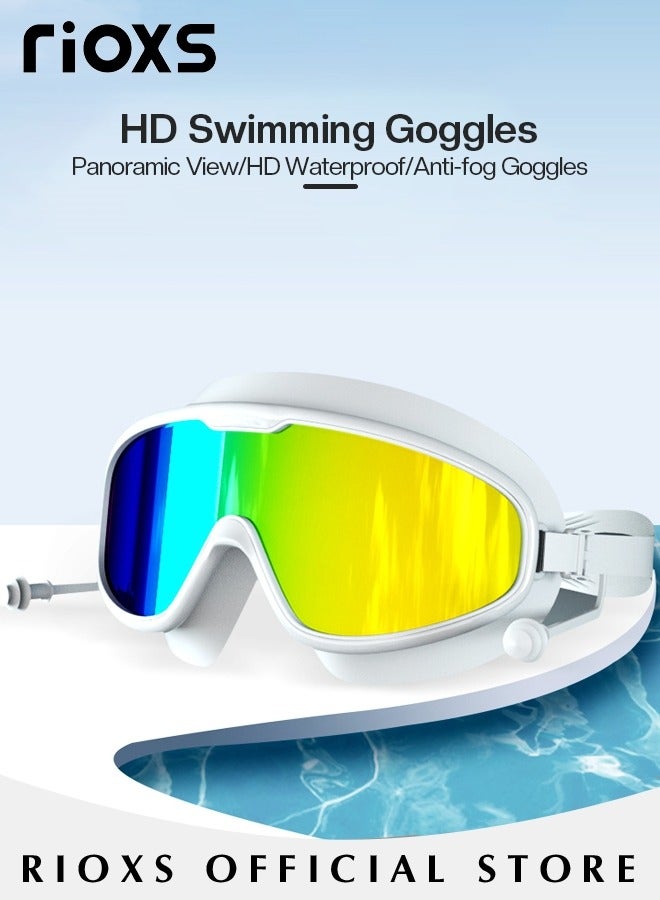 RIOXS Adult Swimming Goggles with Ear Plugs Swim Cap and Nose Clips Polarized Open Water Goggles Swimming Anti Fog UV Protection No Leakage Clear Vision Easy to Adjust for Men Women Teenagers - Image 2