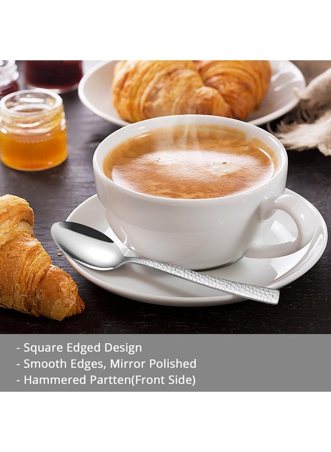 E-far Teaspoon Set of 12, E-far 6.7 Inch Stainless Steel Hammered Spoons for Kitchen or Restaurant, Non-toxic & Mirror Polished, Squared Edge & Dishwasher Safe - Image 5