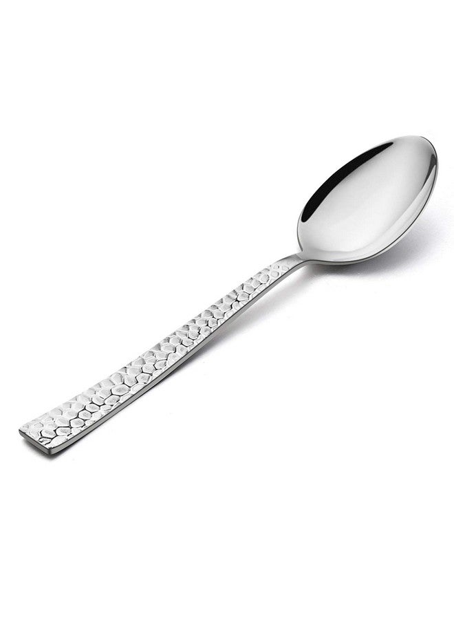 E-far Teaspoon Set of 12, E-far 6.7 Inch Stainless Steel Hammered Spoons for Kitchen or Restaurant, Non-toxic & Mirror Polished, Squared Edge & Dishwasher Safe - Image 1