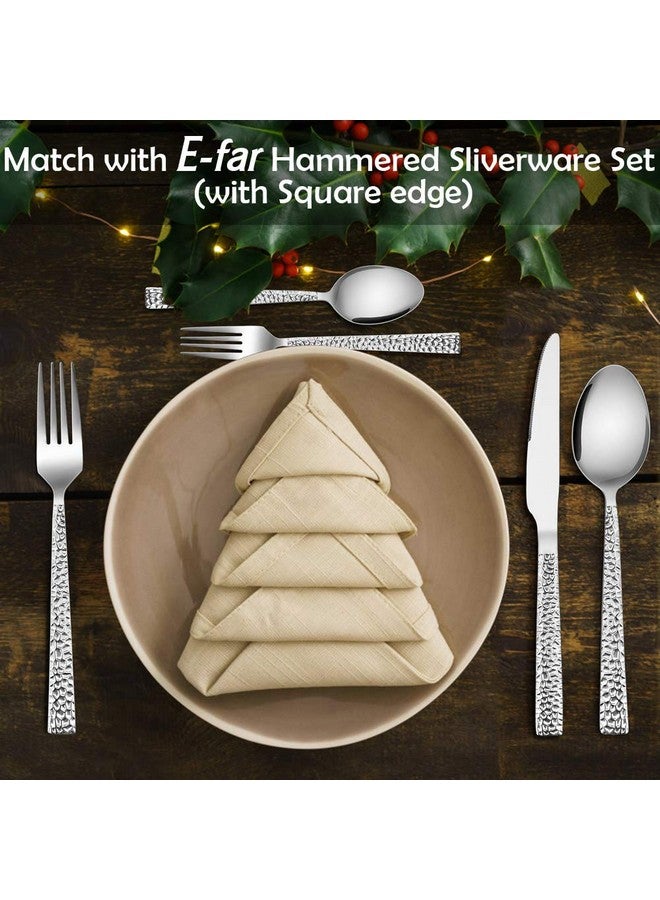 E-far Teaspoon Set of 12, E-far 6.7 Inch Stainless Steel Hammered Spoons for Kitchen or Restaurant, Non-toxic & Mirror Polished, Squared Edge & Dishwasher Safe - Image 4