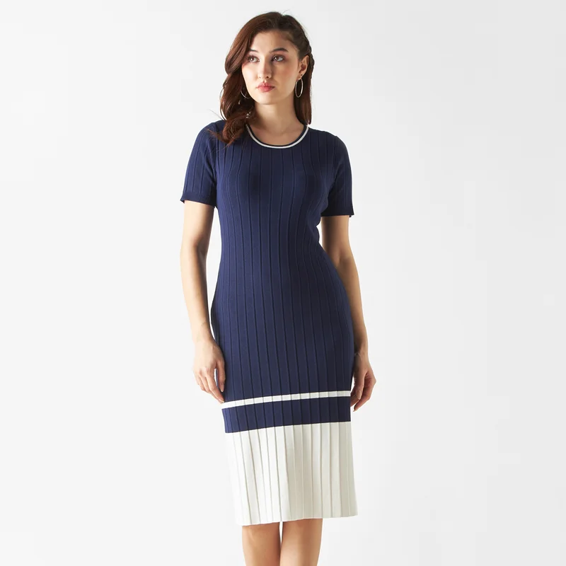2Xtremz 2Xtremz Textured Bodycon Dress with Short Sleeves