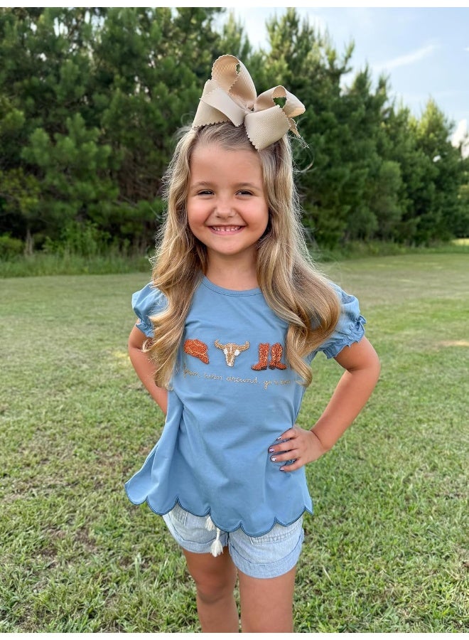 Wee Ones Girls' Classic Grosgrain Hair Bow with Scalloped Edges and Plain Wrap Center on a WeeStay Hair Clip, King, Oatmeal - Image 5