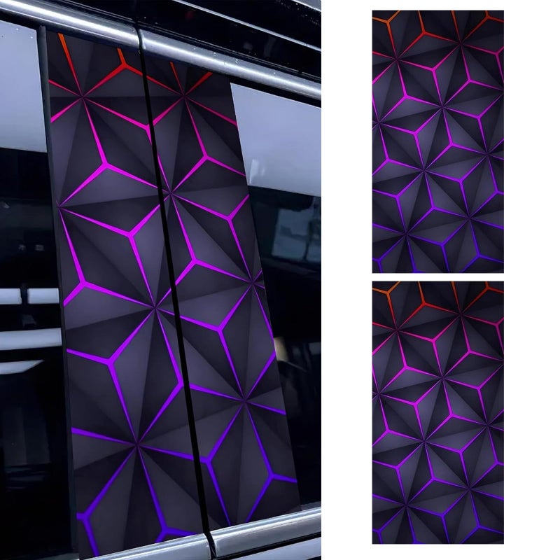 Dogary 2 PCS B Pillar Sticker Decal Personalized Hexagon Pattern Car Middle Pillar Sticker Vinyl Waterproof SelfAdhesive Decal Scratch Cover for Vehicle Exterior Glass Metal Multicolored - Image 3