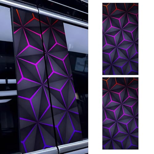 Dogary 2 PCS B Pillar Sticker Decal Personalized Hexagon Pattern Car Middle Pillar Sticker Vinyl Waterproof SelfAdhesive Decal Scratch Cover for Vehicle Exterior Glass Metal Multicolored - Image 1