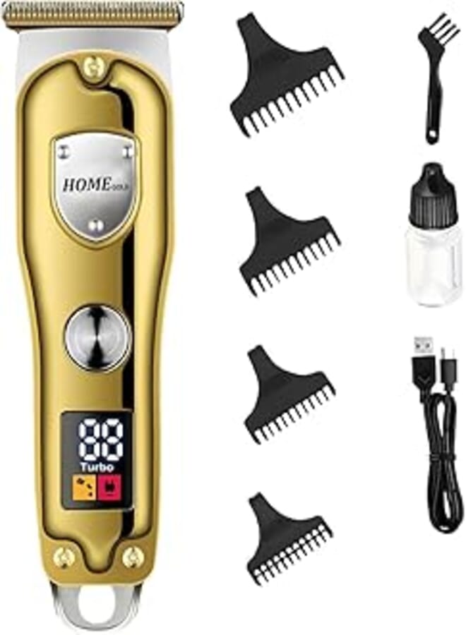 Generic HOME GOLD Professional Hair Shaver & Clipper, Stainless Steel Blade, Extended 120-Minute Runtime, Precision Sharp Cuts, HG-902 (Gold)