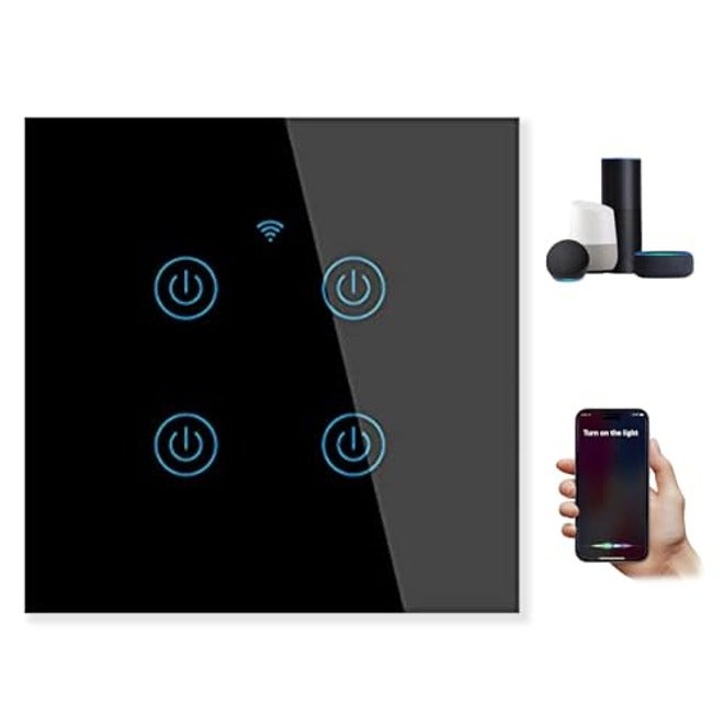 Makayuron WiFi Smart Wall Light Switch, No Neutral Wire Required, Compatible with Alexa and Google Home, Tuya APP Remote Control Touch Switch, No Hub Required, Voice Control (3 Gang, White) - Image 1