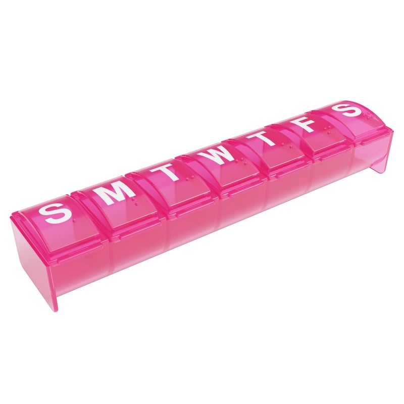 EZY DOSE Weekly (7-Day) Pill Organizer, Medicine Planner with Large Compartments for Easy Pill Removal, BPA-Free Vitamin Box, Travel-Friendly Pill Case, Durable & Portable, Pink - Image 1