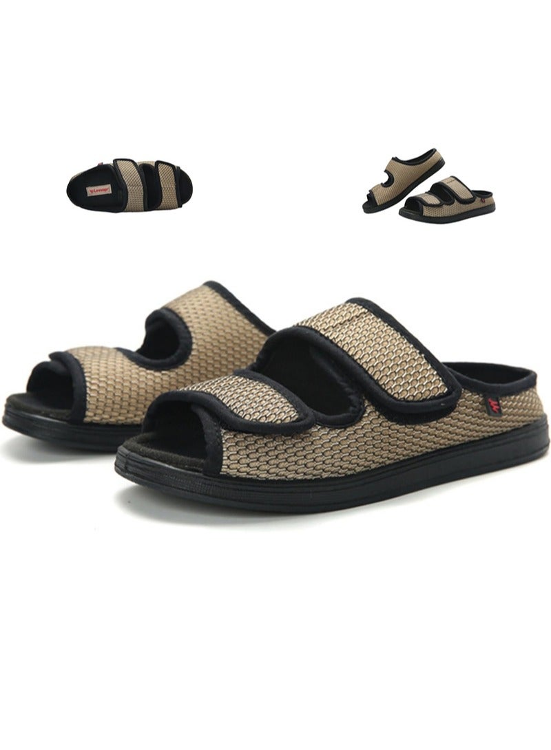 Lesvago Diabetic Shoes Adjustable Arthritis Edema Slippers for Elderly Extra Wide Width Open Toe Sandals - Image 1