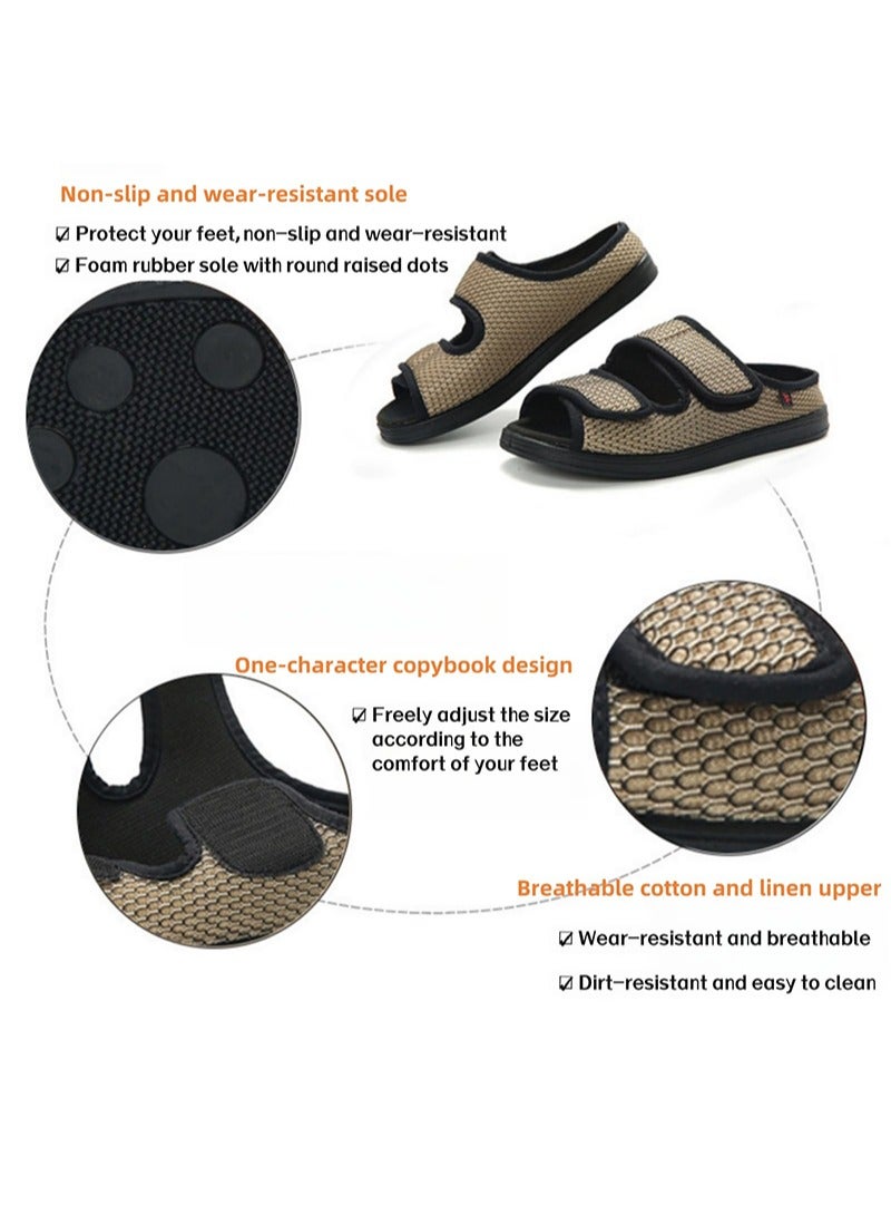 Lesvago Diabetic Shoes Adjustable Arthritis Edema Slippers for Elderly Extra Wide Width Open Toe Sandals - Image 2