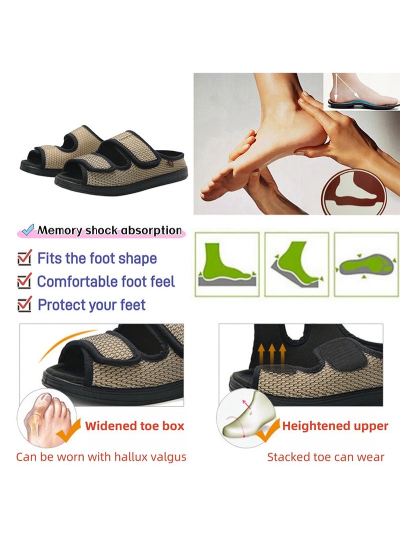 Lesvago Diabetic Shoes Adjustable Arthritis Edema Slippers for Elderly Extra Wide Width Open Toe Sandals - Image 5
