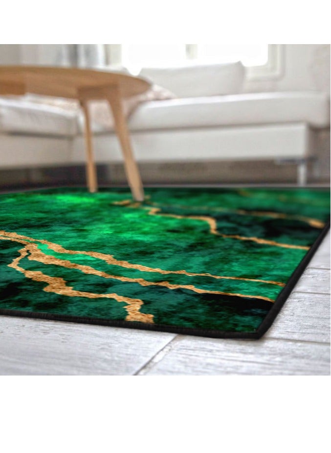 RIZARIES Green Abstract Centerpiece Rug, Fabric, Rectangle  - Image 4