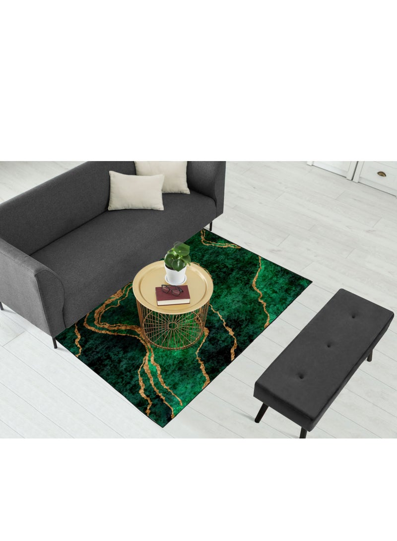 RIZARIES Green Abstract Centerpiece Rug, Fabric, Rectangle  - Image 1