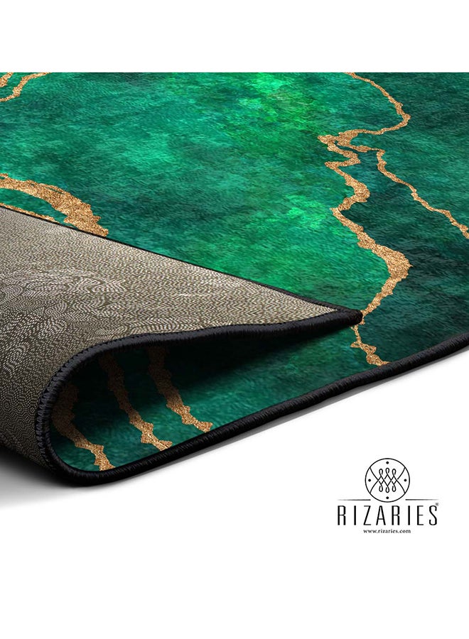 RIZARIES Green Abstract Centerpiece Rug, Fabric, Rectangle  - Image 3