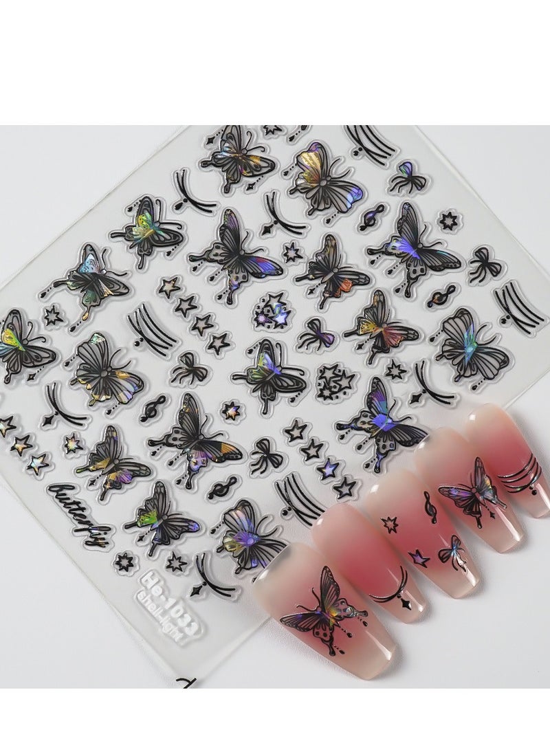 ملصقات أظافر فراشة خماسية الأبعاد مكونة من 4 أوراق نقش فراشة ذاتية اللصق مستلزمات فن الأظافر DIY إكسسوارات فنية للأظافر للنساء والفتيات - Image 2