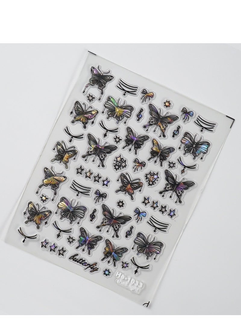 ملصقات أظافر فراشة خماسية الأبعاد مكونة من 4 أوراق نقش فراشة ذاتية اللصق مستلزمات فن الأظافر DIY إكسسوارات فنية للأظافر للنساء والفتيات - Image 3