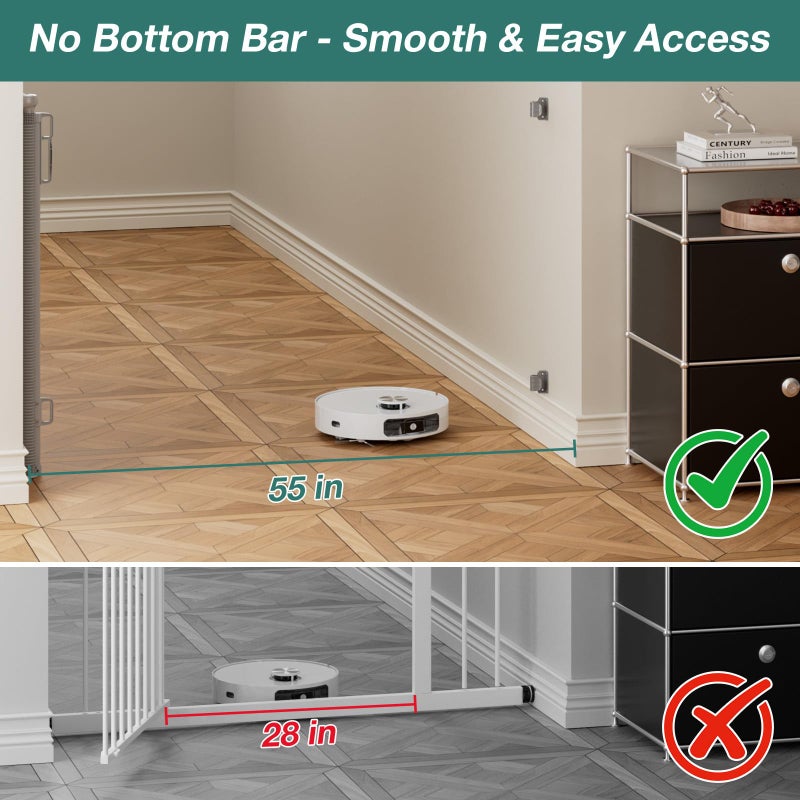 Babepai Retractable Baby Gates Extra Wide | 55" Wide x 38" Tall Dog Gates for Stairs | Indoor/Outdoor Use | Child Gates for Doorways, Deck, Porch, Hallways, Patio - Gray - Image 5