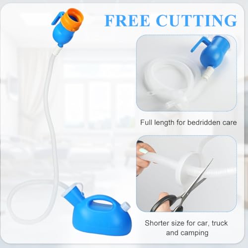 HANNEA® Urine Collector for Men, Urinals Urine Pot for Men - Soft Funnel 2000mL/68oz Male Pee Bottle w/Separate Outlet, Portable Men's Urinal for Hospital Home Camping Car - Spill Proof & Leakproof - Image 5