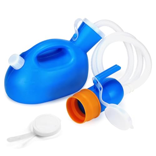 HANNEA® Urine Collector for Men, Urinals Urine Pot for Men - Soft Funnel 2000mL/68oz Male Pee Bottle w/Separate Outlet, Portable Men's Urinal for Hospital Home Camping Car - Spill Proof & Leakproof - Image 1