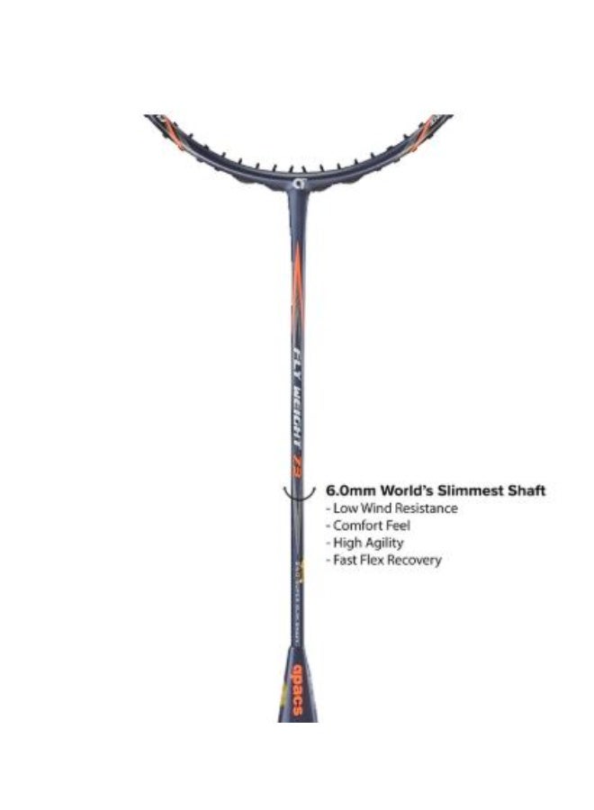 Apacs Fly Weight 73 Badminton Racket, Black, 7U – Ultra Lightweight Graphite Frame, Extreme Speed, Fast Swing Control, Ideal for Quick Defensive & Doubles Play - Image 2