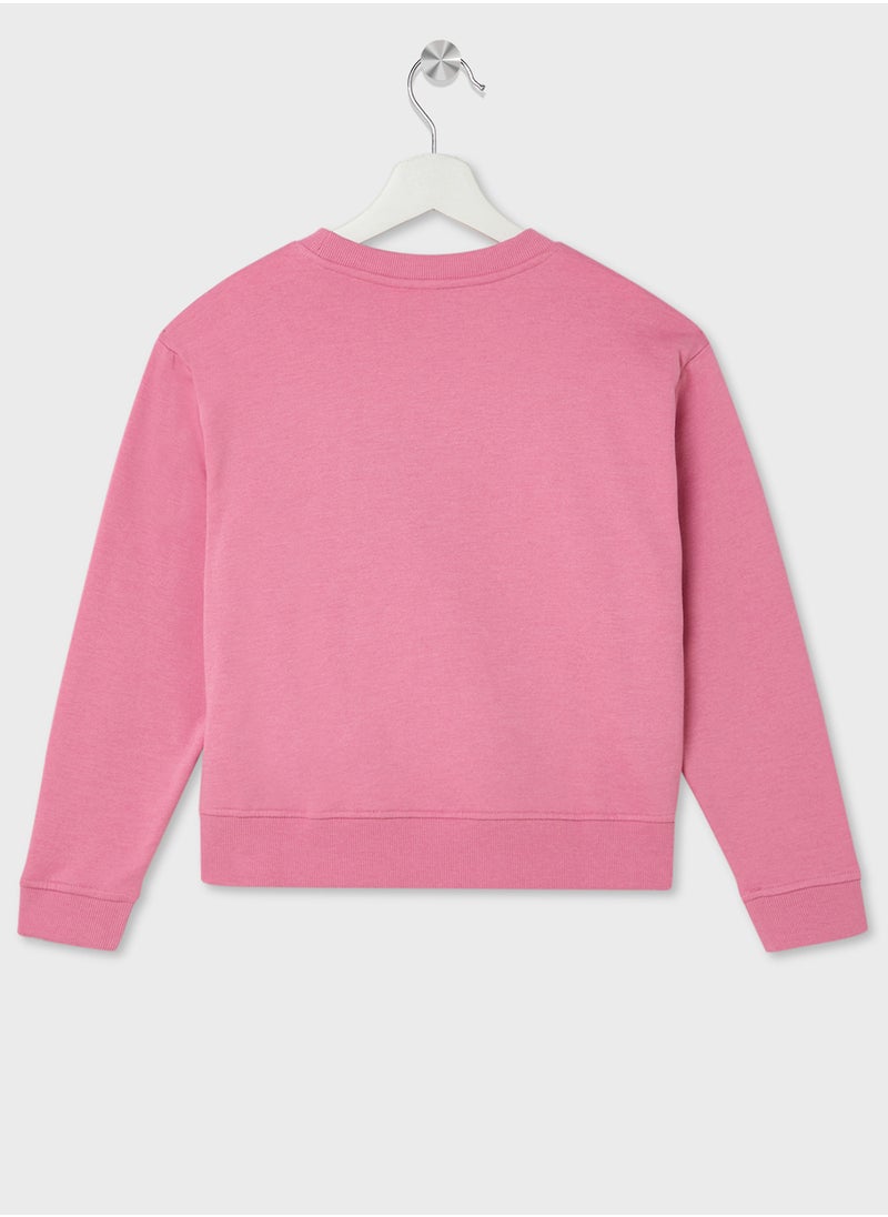 Vero Moda Girl Kids Heart Print Crew Neck Sweatshirt  - Image 2