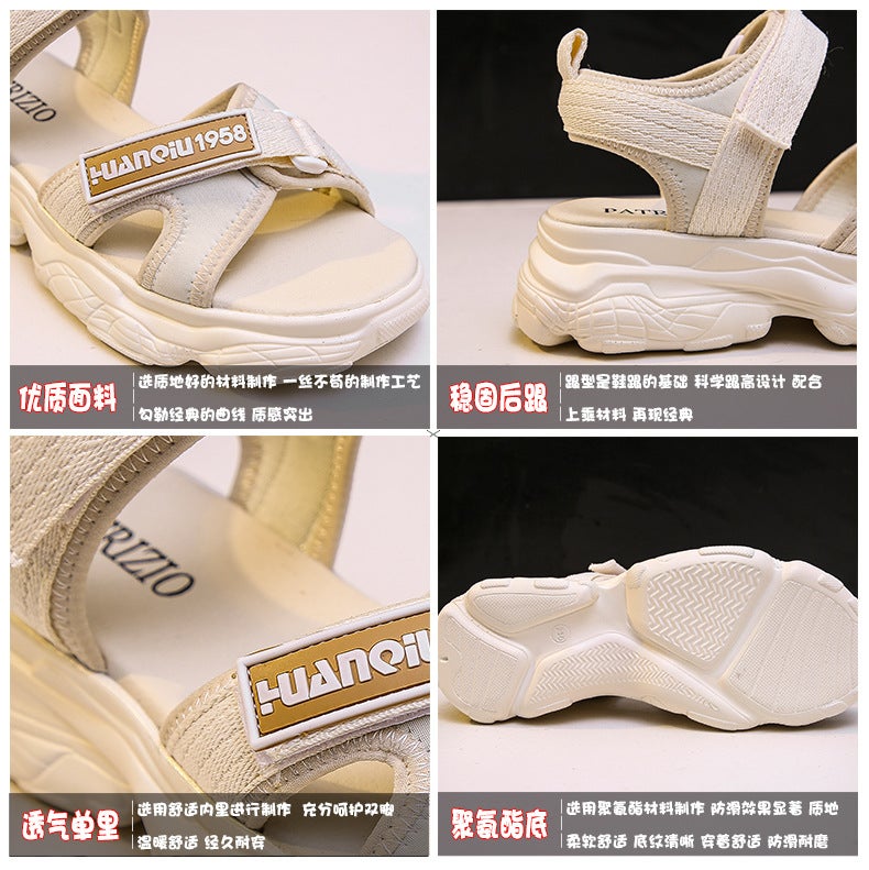 2020 Cyber Celebrity Thick-Soled Platform Cake With Velcro Low-Top Sandals Women'S Trendy Shoes Sports Style Casual Sandals - Image 4