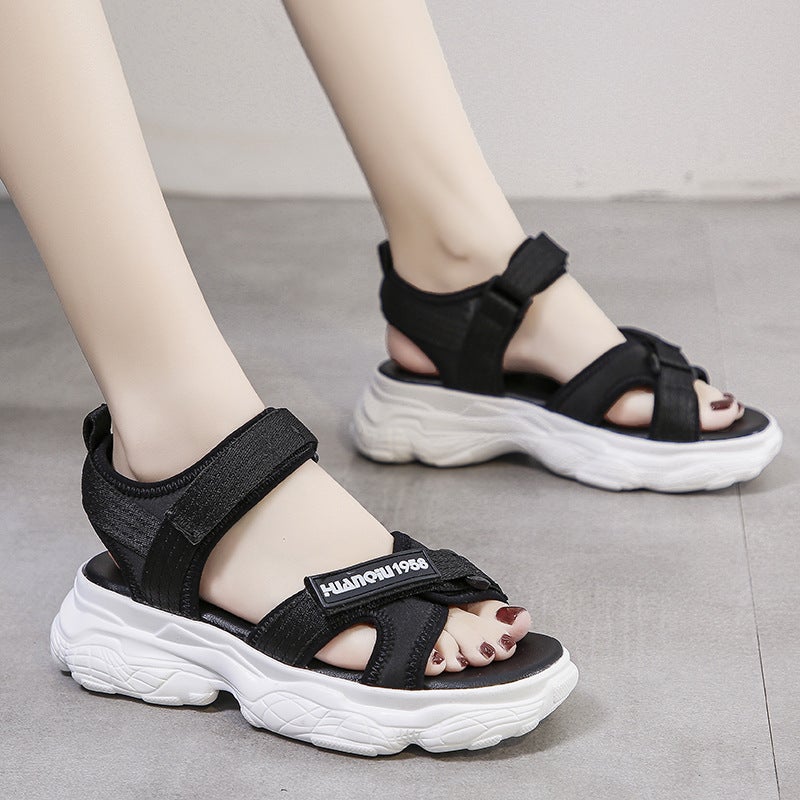2020 Cyber Celebrity Thick-Soled Platform Cake With Velcro Low-Top Sandals Women'S Trendy Shoes Sports Style Casual Sandals - Image 2