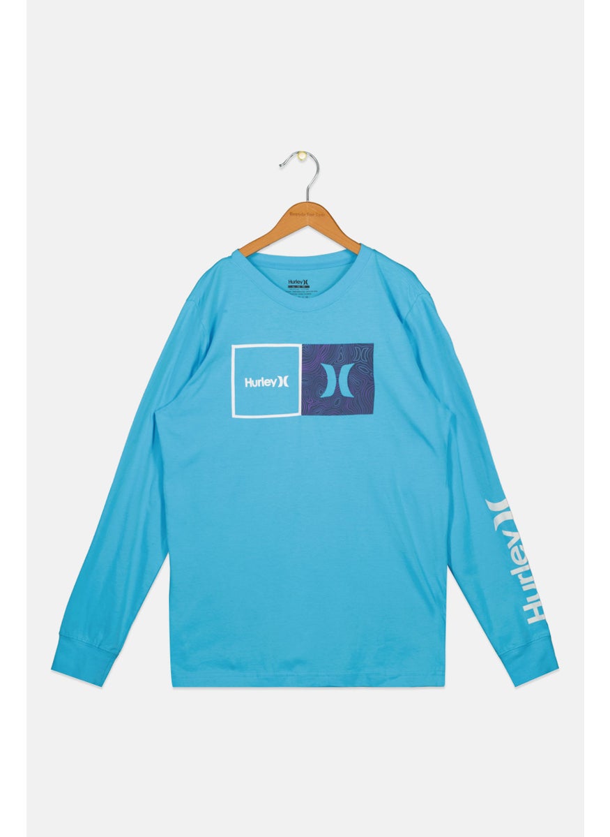Hurley Kids Boy Sportswear Fit Long Sleeves Outdoors T-Shirt, Turquoise  - Image 1