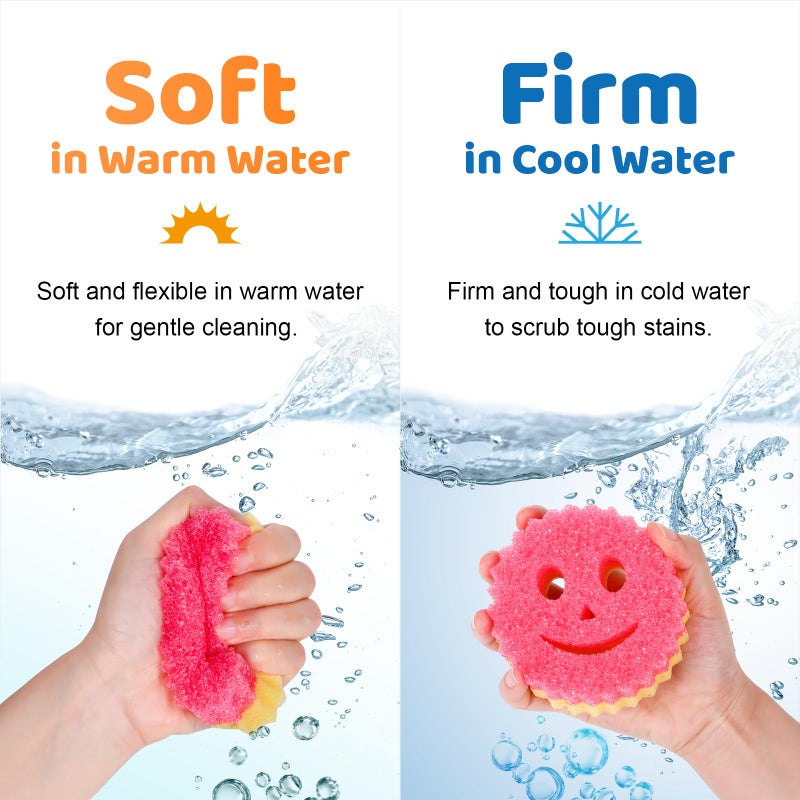Treeroot 12 Colorful Smile Scrub Sponges, Temperature Controlled Dish Sponge, Double Sided Bulk Kitchen Sponges for Cleaning, Multi Functional Cleaning Sponge for Kitchen, Bathroom, Floor - Image 5