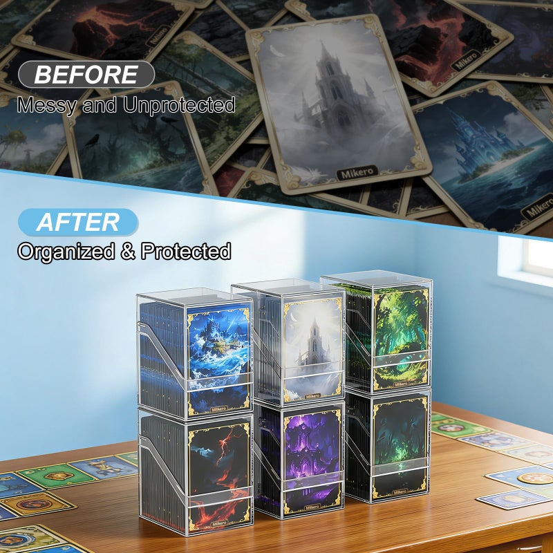 Mlikero Card Deck Cases, 12 Pack Acrylic Commander Deck Box Holding 100+ Sleeved Cards with 12 Dividers, Clear Card Storage Box Fit for MTG, TCG, Sports Cards - Image 5