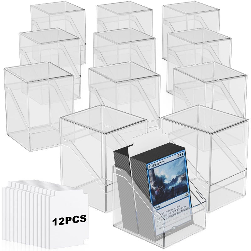 Mlikero Card Deck Cases, 12 Pack Acrylic Commander Deck Box Holding 100+ Sleeved Cards with 12 Dividers, Clear Card Storage Box Fit for MTG, TCG, Sports Cards - Image 1