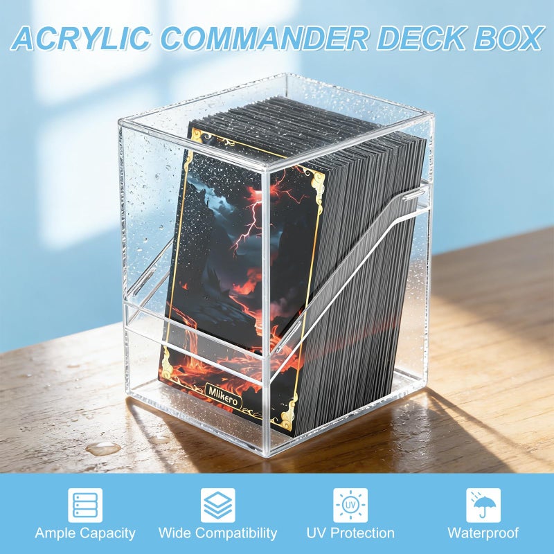 Mlikero Card Deck Cases, 12 Pack Acrylic Commander Deck Box Holding 100+ Sleeved Cards with 12 Dividers, Clear Card Storage Box Fit for MTG, TCG, Sports Cards - Image 2