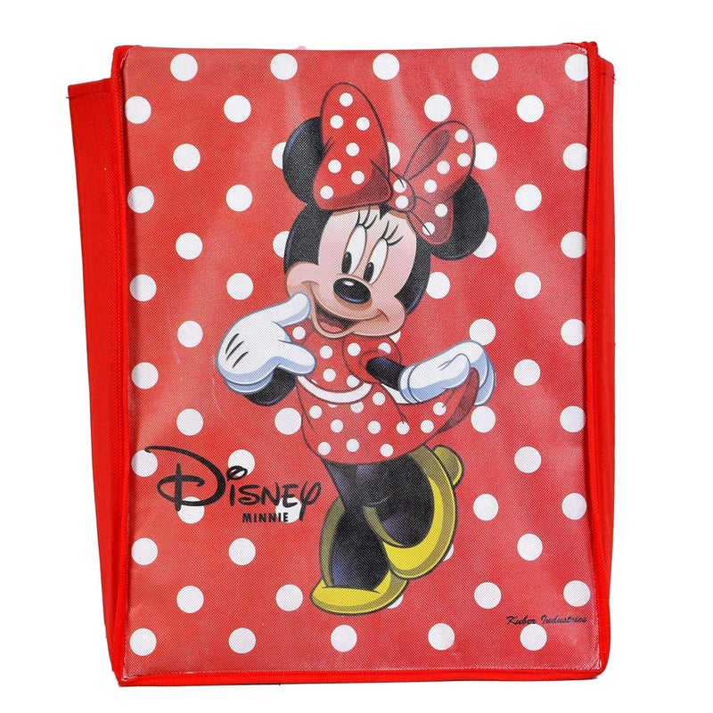 Kuber Industries Disney Minnie Print Non Woven 2 Pieces Fabric Foldable Saree Cover Storage Organizer Box with with Lid, Extra Large (Red)-KUBMART1713 - Image 4