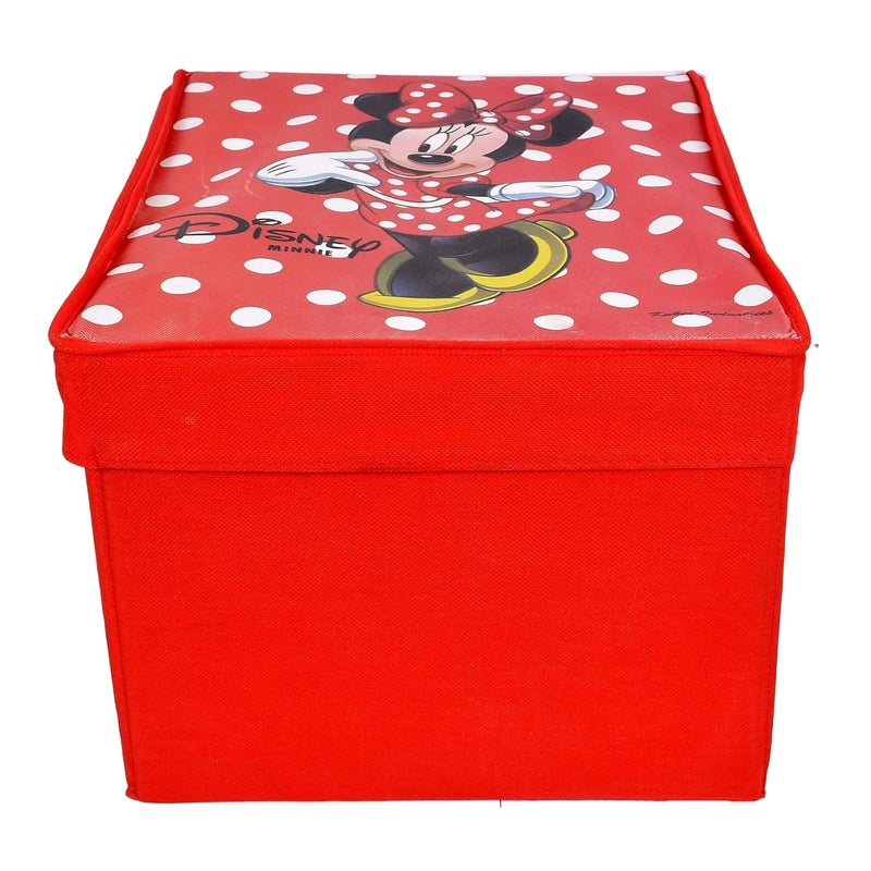 Kuber Industries Disney Minnie Print Non Woven 2 Pieces Fabric Foldable Saree Cover Storage Organizer Box with with Lid, Extra Large (Red)-KUBMART1713 - Image 5