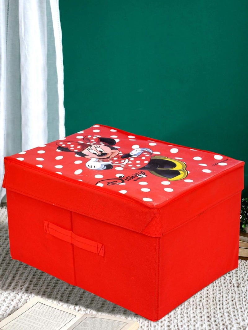Kuber Industries Disney Minnie Print Non Woven 2 Pieces Fabric Foldable Saree Cover Storage Organizer Box with with Lid, Extra Large (Red)-KUBMART1713 - Image 2