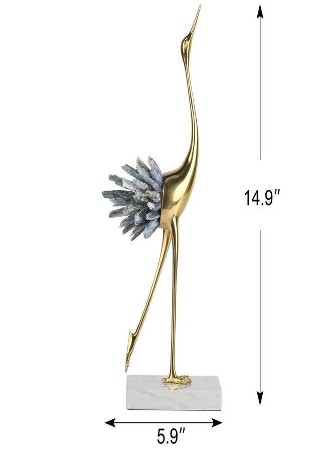 suruim Gold Decor Accents,Brass Birds Statues Gold Home Decor Modern Crystal Decor Ornaments for Living Room, Bedroom, Office Desktop, Cabinets (Blue A) - Image 4