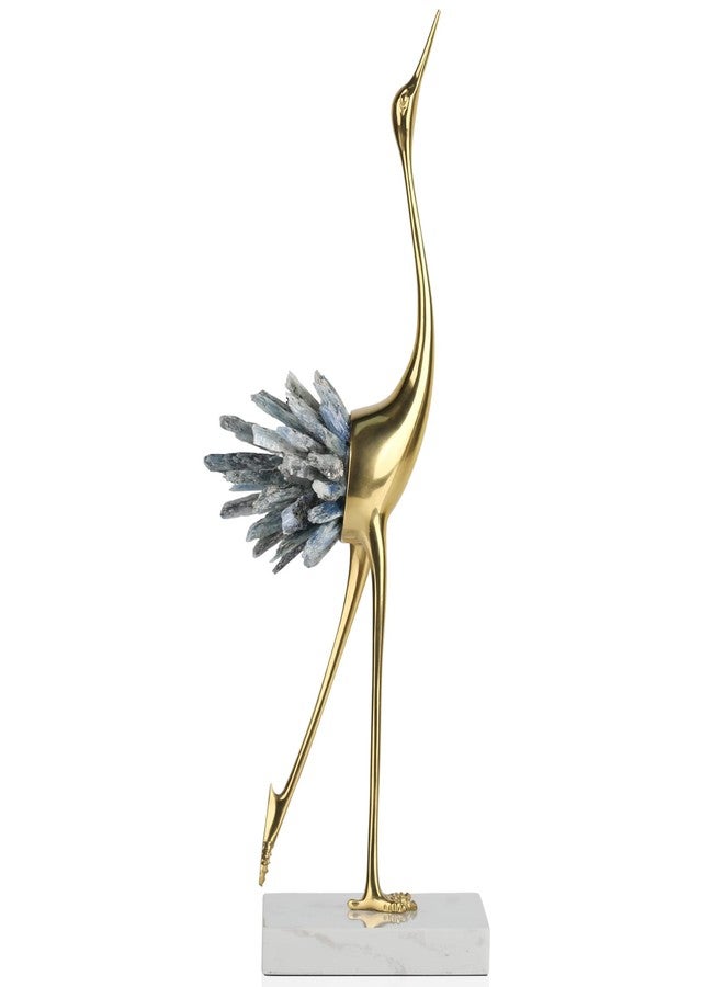 suruim Gold Decor Accents,Brass Birds Statues Gold Home Decor Modern Crystal Decor Ornaments for Living Room, Bedroom, Office Desktop, Cabinets (Blue A) - Image 1