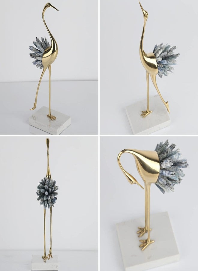 suruim Gold Decor Accents,Brass Birds Statues Gold Home Decor Modern Crystal Decor Ornaments for Living Room, Bedroom, Office Desktop, Cabinets (Blue A) - Image 5