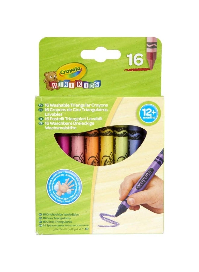 Crayola - Washable Triangular Colorful Crayons 16 Crayons - 52-016T - Image 2