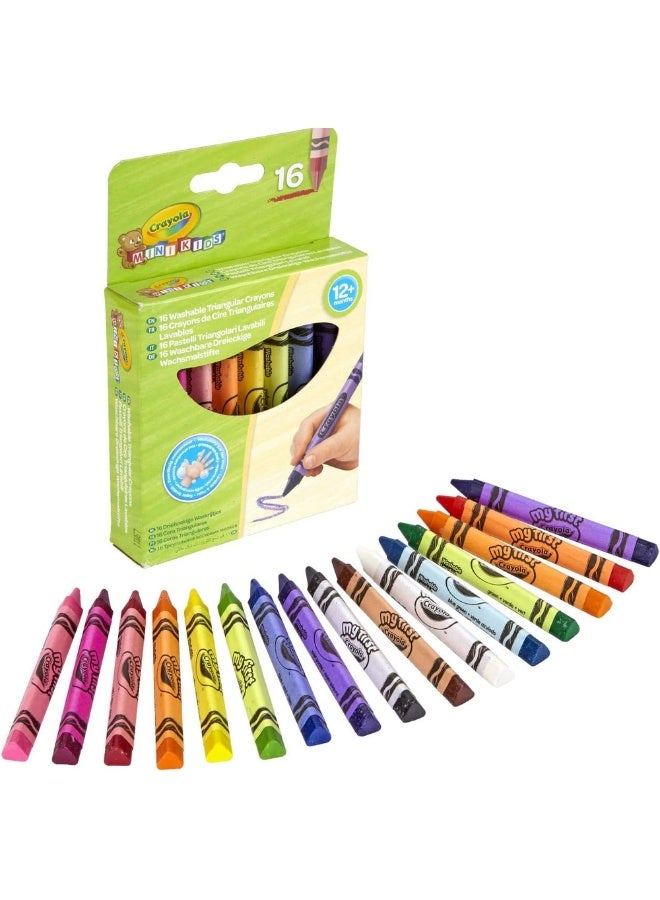 Crayola - Washable Triangular Colorful Crayons 16 Crayons - 52-016T - Image 1