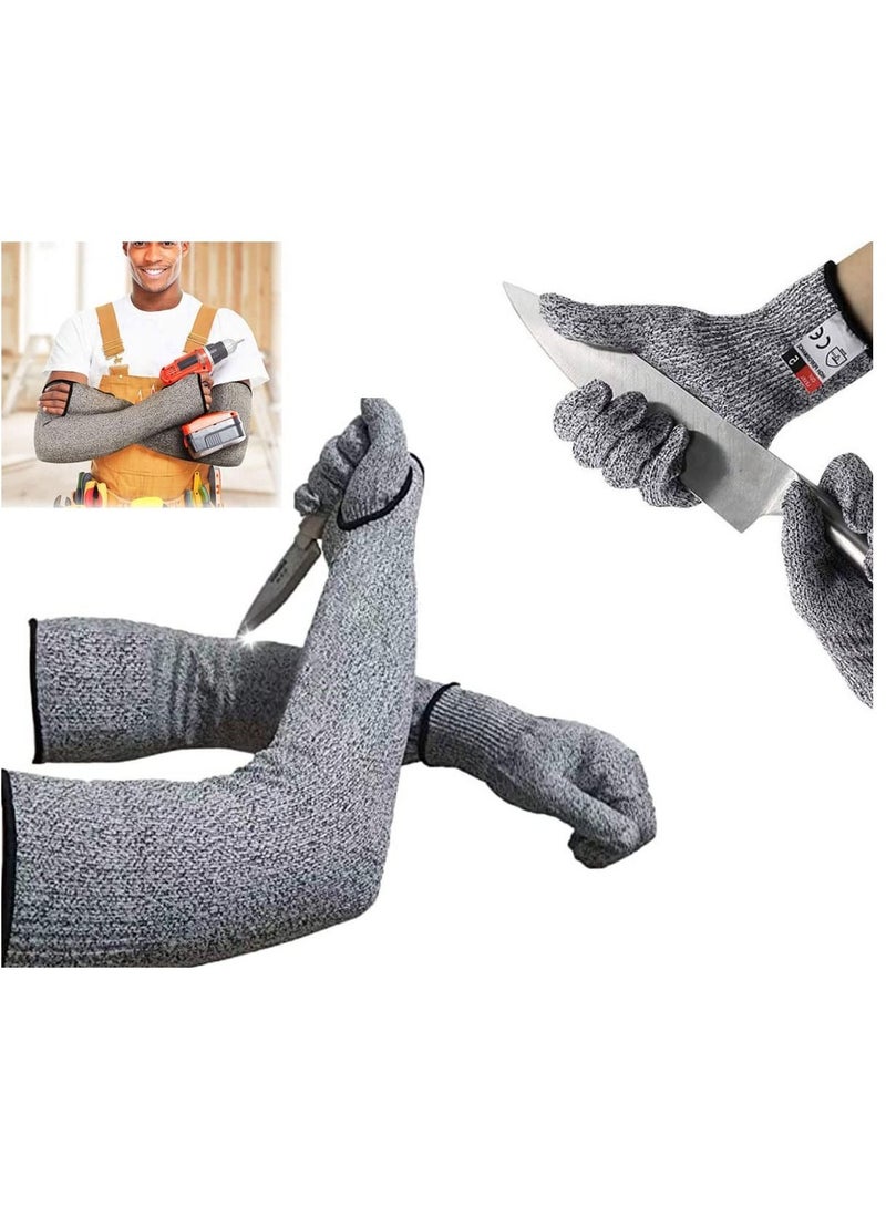 Cut Resistant Sleeves Proof Gloves,18-Inch Knit grade 5 anti-cut Safety Glove,1 set Anti-cut arm cover for Kitchen Butcher Outdoor Work Protective Hands - Image 1