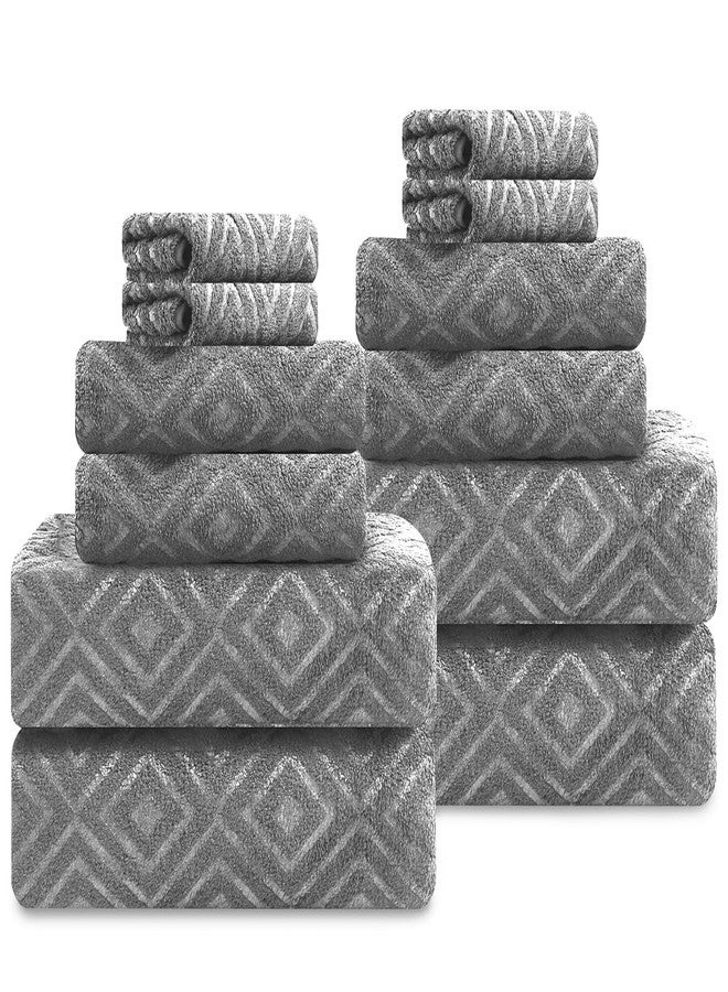 Jarson 12 Pieces Bath Towel Set Soft, Dark Grey - Quick Dry Family Towels for Bath, Highly Absorbent Towel Set for Hotel-4 Luxury Bath Towels, 4 Hand Towels & 4 Washcloths for Bathroom - Image 1