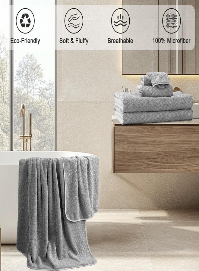 Jarson 12 Pieces Bath Towel Set Soft, Dark Grey - Quick Dry Family Towels for Bath, Highly Absorbent Towel Set for Hotel-4 Luxury Bath Towels, 4 Hand Towels & 4 Washcloths for Bathroom - Image 5