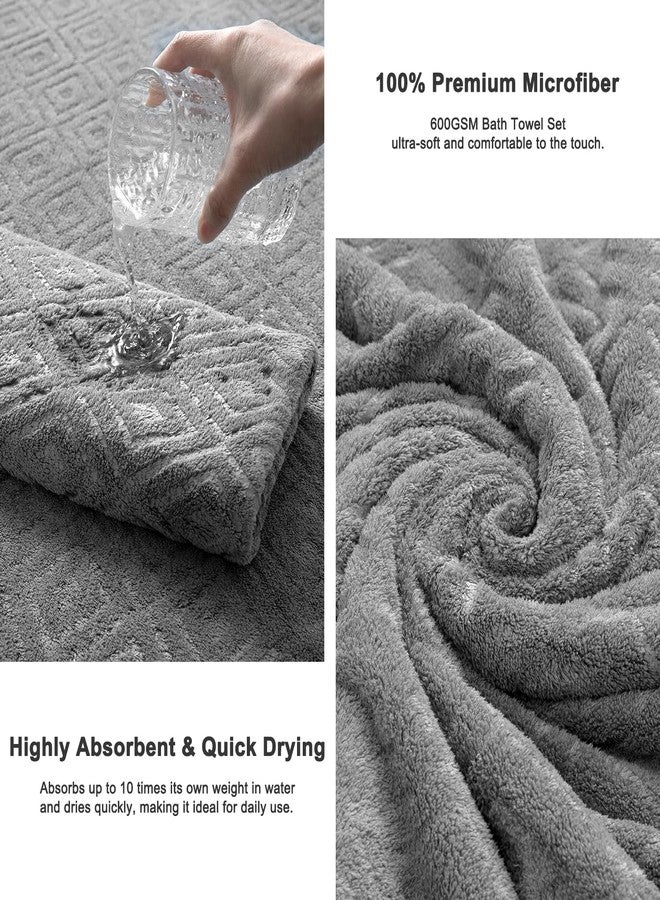 Jarson 12 Pieces Bath Towel Set Soft, Dark Grey - Quick Dry Family Towels for Bath, Highly Absorbent Towel Set for Hotel-4 Luxury Bath Towels, 4 Hand Towels & 4 Washcloths for Bathroom - Image 2